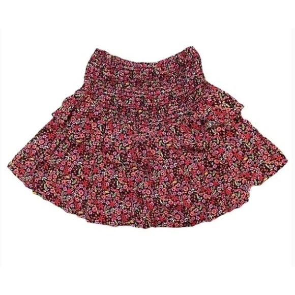 LUSH Smocked Waist Pull On Floral Black Fuchsia Ditsy Flower Print Shorts, Sz S - Picture 1 of 7